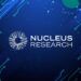 Nucleus Research logo on a blue digital background.